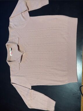 Alia Dusty Pink Cable Knit V-Neck Sweater
